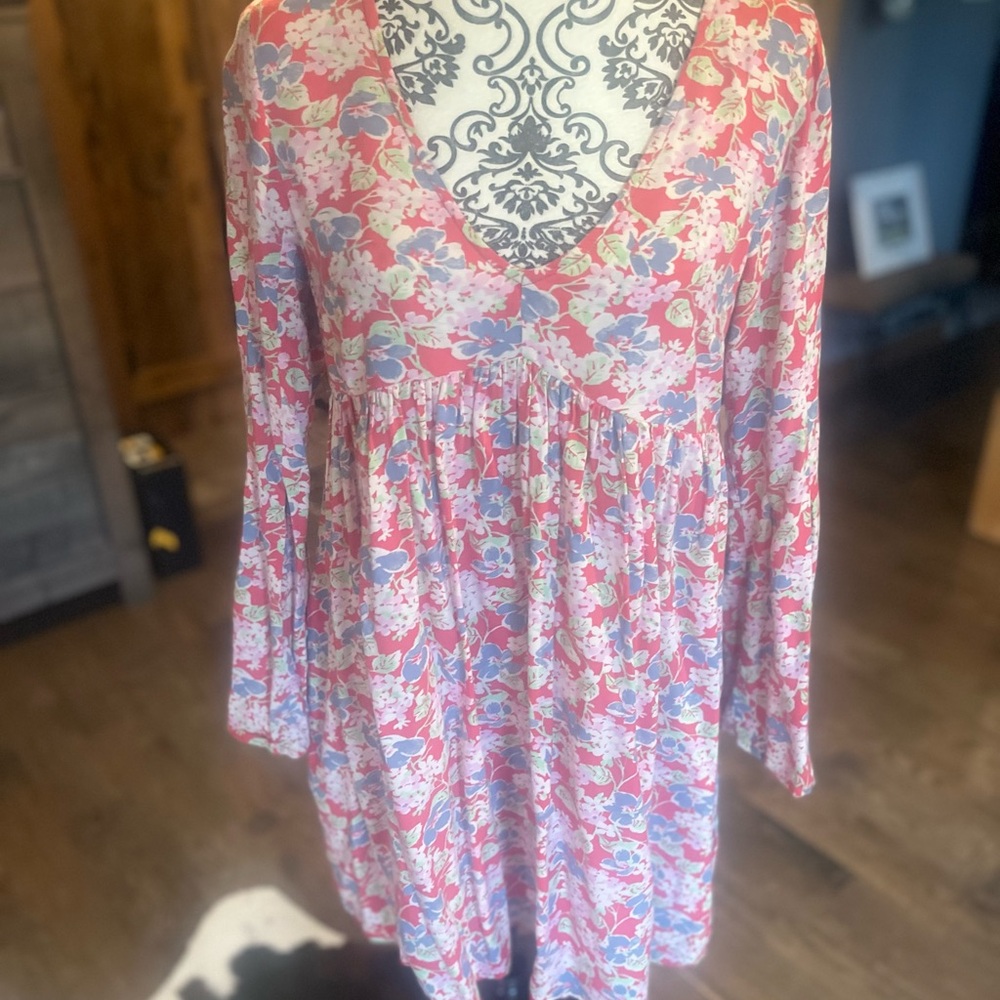 Denim & Supply Ralph Lauren Floral Long Sleeve Dress - Pink and Blue